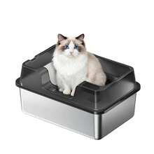 Techigher Stainless Steel Cat Litter Box, Extra Large Litter Box With Scoop, Never Absorbs Odors, Leak-Proof, Stain-Free, Rust-Free, Easy To Clean - Black_50*35*27CM - View 1
