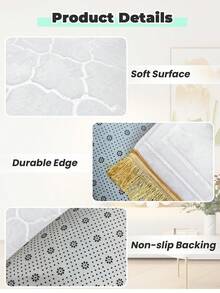 1 pieza Alfombra de oración musulmana de franela blanca, alfombra de oración Mecca con esponja gruesa y suave, con diseño en relieve clásico, decoración del hogar para Ramadán - Blanco - Ver 4