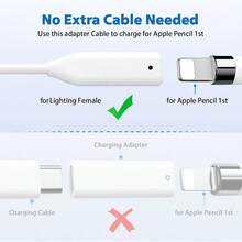 FCV 适用于第一代 Apple Pencil 的充电线，USB-C 公头转 Apple Pencil 第一代充电适配器线，USB-A 充电接口，适用于 iPad Pen 第一代 - 白色 - 查看 6