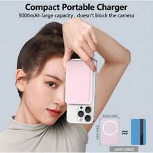 彩色 5000mAh 磁吸式移动电源 – Qi2 15W 迷你充电器，兼容 MagSafe，轻巧便携，兼容 12-17，适用于办公室、宿舍和家庭使用。 - 彩色 - 查看 3