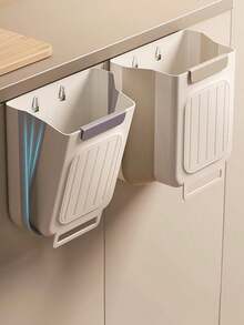 1PC Foldable Trash Can With Hanging Design Friendly & Portable For Kitchen, Bathroom And Kitchen,Bathroom,Home,Household Supplies(There Is A Slight Color Difference) - Grey - View 4