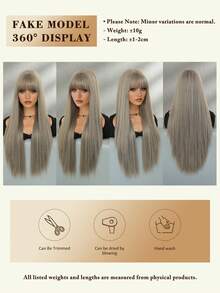 NAMM 28Inch Extra Long Straight Grey Wigs For Women Gorgeous Nature Looking Wigs With Full Bangs,High Density Fluffy Synthetic Heat Resistant Fiber Hair,Goth Costume Wig For Anime Cosplay Wear, Music Festival Party Use - 灰色 - 查看 8