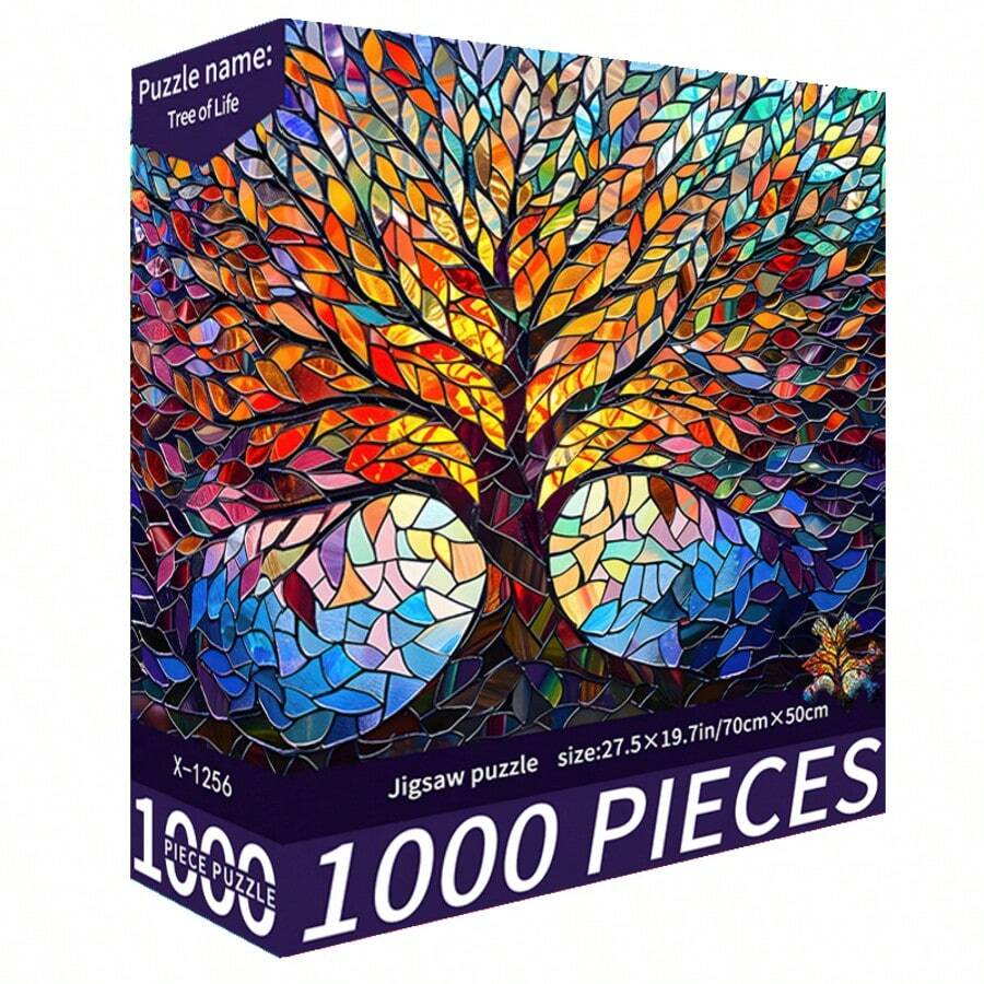 1000片拼图玩具 - 生命之树，尺寸70厘米*50厘米，油画风景，成人减压，装饰艺术品，完美礼物（情人节礼物，生日礼物）