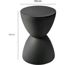 Round Side Table Small Coffee Table Modern  Stool Nordic Style Round Stool For Living Room Bedroom Office Cafe Black Plastic Chair - Black - View 2