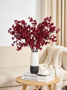 1 pieza/2 piezas/3 piezas/5 piezas Ramas artificiales de flor de manzano de 89 cm/35,04 pulgadas, color rojo vino, decoración de boda, decoración de fiesta - Burdeos - Ver 6