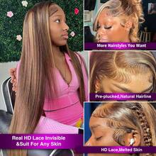 Uveous 13x4 Lace Frontal Wig  Human Hair 200% Density Straight Lace Front Wigs Human Hair HD Transparent Lace Glueless Wig Pre Plucked With Baby Hair 15A Brazilian Virgin Human Hair Wigs For Women - S4/27 - 查看 3