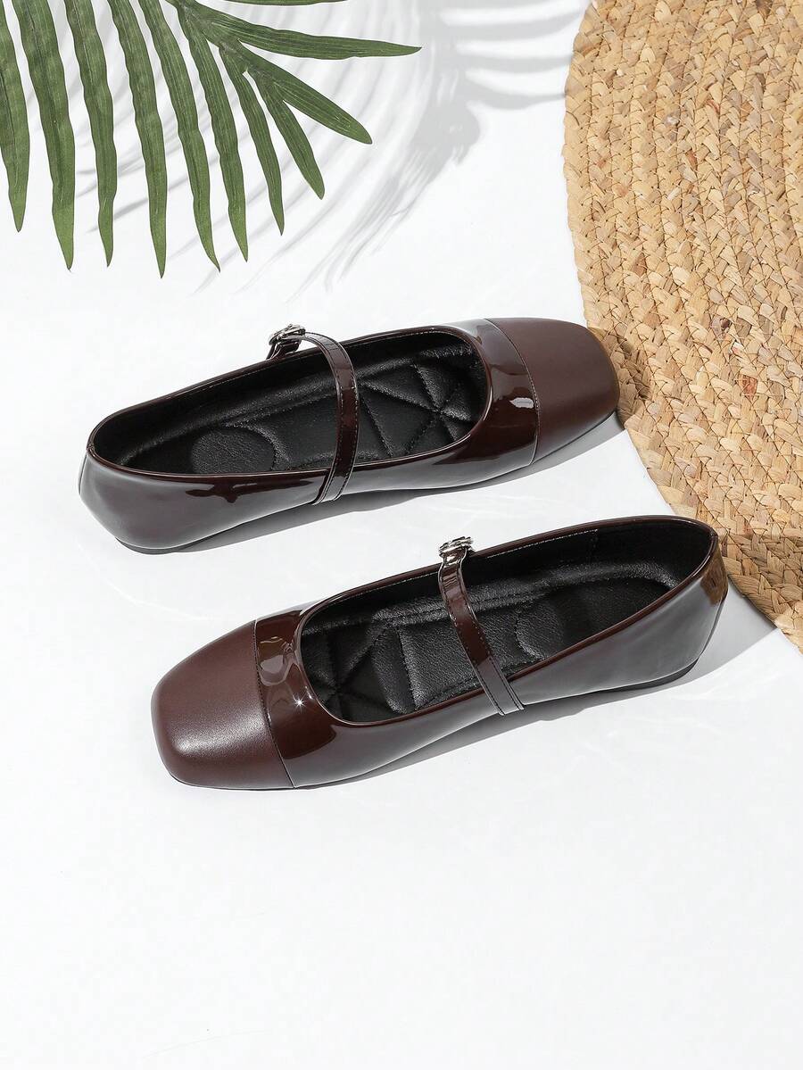 New Mary Jane Flat Low Vamp Square Toe Women Shoes, Retro Strap Soft Bottom Gentle Style, Suitable For All Seasons