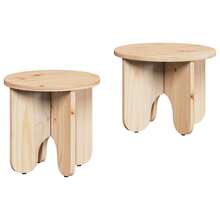 mesa de centro vidaXL, conjunto de 2 peças, cor natural, 39,5 x 39,5 x 30 cm, madeira maciça de pinho. - Castanho - Ver 3