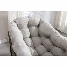 Silla mecedora de ratán para exteriores, silla reclinable con cojín acolchado para exteriores, para porche delantero, sala de estar, patio, jardín. 
 Blanco M4QV - Beige + Acero + Conjunto de Cómoda + Algodón - Ver 9