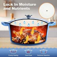 5QT/7QT Cast Iron Dutch Oven With Lid, Enameled Cast Iron Dutch Oven With Lid And Dual Handles, Heat Resistant To 500°F (Approx. 260°C) For Cooking, Baking, Stewing, Healthy And Durable, Oven And Stovetop, Non-Stick, Easy Clean - Blue - View 11