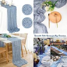 Camino de Mesa de 3. pies/4 Metros de Tela de Queso rústico Transparente , para Boda, Novia, Baby Shower, Fiesta de cumpleaños, decoración de Mesa de Tartas (Pasto Verde, )(2 azul claro) - Multicolor - Ver 1