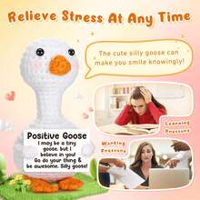 1 pieza Mini Ganso Inspirador de Peluche para Decoración de Escritorio, Juguete Suave y Lindo Hecho a Mano con Tarjeta de Energía Positiva, Regalo para el Día de San Valentín, Navidad, Cumpleaños - Multicolor - Ver 3