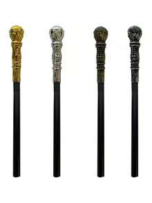 Halloween Round-Headed Electroplated Scepter, Painted Scepter, Makeup, Costume, Props, Magic Wand, Pharaoh's Cane, King's Scepter - Black - View 3