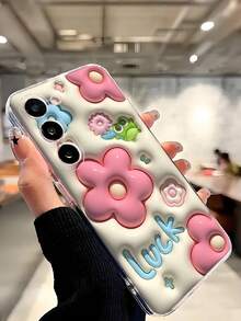 1个幸运粉色透明字母青蛙手机壳软套，兼容 17系列、荣耀、三星Galaxy A04e/12/A13/A14/A34/A50/A52/A53/A54/S21/S22/S23/S24/S25/S25 Ultra、6A/7A/8A、12T/13T - 無色 - 查看 2