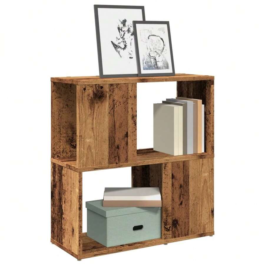 Étagère vidaXL, aspect bois recyclé, 60 x 24 x 63 cm, bois d'ingénierie - Tabac - Voir 1