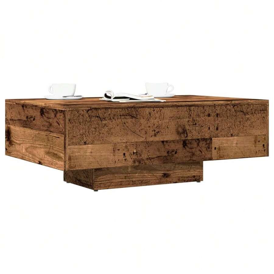 Tavolino vidaXL, effetto legno di recupero, 85x55x31 cm, legno composito - Castano - Visualizzare 1
