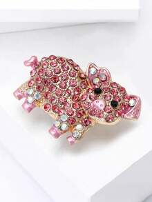 1 PC Creative Pink Pig Brooches For Women - Diamond-Studded Pink Pig Chest Ornaments, Stylish And Exquisite Clothing Accessories That Are Perfect For Individuality And Versatile Wear. Neckline Pins To Prevent Showing Through. Luxurious And Fashionable Accessories For Suits And Coats. Suitable For Wearing When Going Out. Exquisite Clothing Pins. A Gift For Women On Valentine's Day. Gifts For Mother, Father, Graduation, And Teacher - Multicolor - View 4