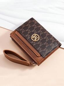 欧美荔枝纹理极简女士钱包 高品质优雅对折卡槽拉链零钱包 女士钱包 迷你钱包 小钱包 可爱钱包 手腕钱包 女士钱包 - 咖啡 - 查看 4