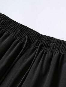 1pc Men's Lightweight Black Sports Shorts, Elastic Waist With Drawstring, Running Workout Shorts, Soft Fabric, Machine Washable, Summer Men's Running Training, Outdoor Football Sports Boyfriend Style Shorts - Black - View 8