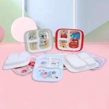 Disney 1个米妮小飞象美人鱼三格餐盘，适合家庭聚餐、生日派对，方便携带的户外密胺餐具，精致的三格餐盘 - 彩色 - 查看 3