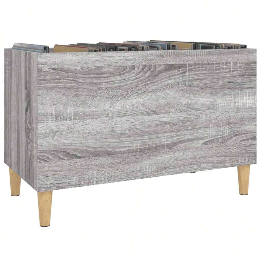 Armário para discos de vinil vidaXL Sonoma cinza, 74,5 x 38 x 48 cm, em madeira. - Cinza - Ver 1