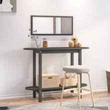Consolle vidaXL grigia, 110x40x80 cm, in legno massello di pino. - Grigio - Visualizzare 4