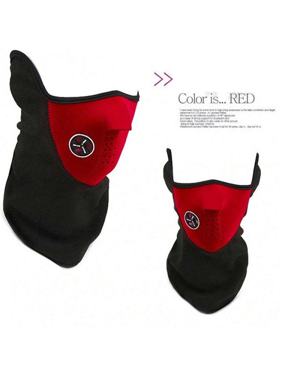 AD 1pc Motorcycle Riding Face Mask, Windproof Sports Cycling Mask, Bicycle Skiing Face Scarf, Motorcycle Riding Face Mask - Red - View 1