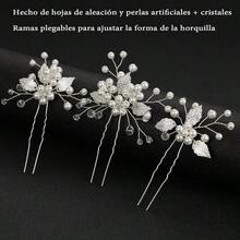 ml Tocado de NoviaHorquillas Decorativas en Forma de U 7 Horquillas de Perlas para el Pelo para Novia Accesorios para el Cabello Horquillas para Novias y Damas de Honor Plata10101 - Pago - Ver 4
