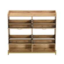 Elegante Schuhschrank aus Holz mit Rattantüren – 4 Türen, Metallrahmen und oberes Regal für stilvolle und übersichtliche Aufbewahrung. - Colore naturale - Visualizzare 9