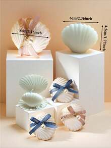 1/5 velas aromáticas de concha de perla | Velas de regalo de lujo con lazo, crea un ambiente acogedor en el hogar/decoración romántica para la mesa de cena/compañero para celebraciones festivas, atmósfera elegante para fiestas, empaque exquisito, regalo para el Ramadán - Multicolor - Ver 3