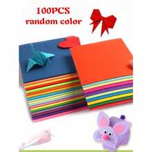 100pcs Assorted Color Handmade Paper Set, 10 Random Colors, Suitable For Origami, Crafts, Office Supplies, Scrapbooking, Sewing, Notes, Gift Making, Paper Art Tools, Valentine's Day, Back To School, Holiday Gifts - Multicolor - View 3