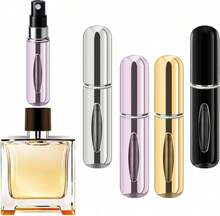‌4 Pack 5ml Refillable Perfume Atomizer Bottle Set Travel Portable Leak Proof Fragrance Spray Container For Women Men Gym Vacation Party‌ - Bạc, Hồng, Vàng, Đen - Xem 8