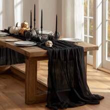 Artoid Mode Boho - Camino de Mesa de Gasa en para Bodas, Decoración de Otoño y Acción de Gracias para Comedor, Cocina y Fiestas en Interiores, 120 Pulgadas(120" Negro) - Multicolor - Ver 4