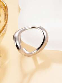 1pc Minimalist Geometric Open Ring, Adjustable Stainless Steel 18K Gold Plated Waterproof Jewelry For Daily Wear - Geometry - View 8