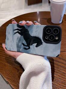 1pc Fashion Unique Vertical Striped Faux Leather Horse Lifting Hoof Pattern Soft Protective Phone Case Compatible With Apple And Phones, 17/17AIR/17PRO/17PROMAX - Multicolor - View 3