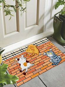 1 件动物图案门垫，趣味可爱，聚酯纤维材质，长方形防滑耐用，室内入口垫、门垫、户外地毯，适用于客厅、卧室、厨房、房间装饰 - 黃色 - 查看 4