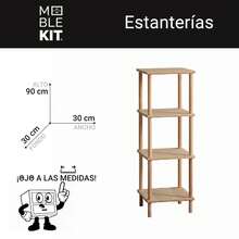 Ecommerc3 MOBLEKIT | 木質、金屬和竹製輔助置物架，無需螺絲即可組裝，多功能家具，不同層數，可用於收納書籍、鞋子和家居裝飾品 - 免費送貨 ✅ 24/48 小時送達西班牙大陸 - 木質 - 4 層 30x30x90 厘米 - 查看 3