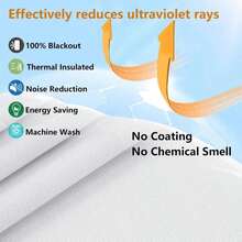 Simplebrand 100% Blackout Curtain Liner For Bedroom, Thermal Insulated Blackout Liners For 63 Inch Behind Curtains, 2 Liners Per Set With 14 Pieces Rings, Each 40" W X 58" L, Greyish White - ColorE - View 2