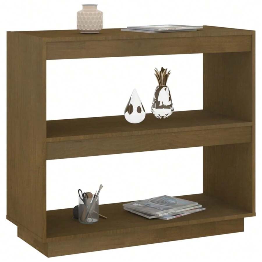 Bibliothèque vidaXL en pin massif couleur miel, 80 x 35 x 71 cm - Tabac - Voir 1