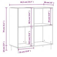 Mueble para discos vidaXL negro, 84,5 x 38 x 89 cm, material a base de madera. - Negro - Ver 10