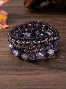 5 إلى 6 أساور من أمثيست صناعي بنفسجي ، أساور خرزية ، أساور مطاطية بنفسجية ، أساور شفاء للسلام الداخلي للرجال والنساء ، هدية عيد الميلاد ، للارتداء اليومي