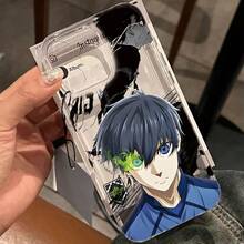 La funda de teléfono  The Anime BLUE LOCK es compatible con los modelos de  16E, 16, 15, 14, 13, 12, 11 Pro Max, X, XR, XSMAX, 8 y 7 Plus, con una parte trasera suave de TPU transparente. - transparente - Ver 4