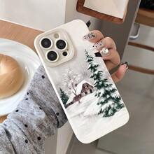 Funda de teléfono moderna y elegante Funda de teléfono: 1 Escena de nieve de invierno Cabaña Ardilla Funda blanca suave de alta calidad para iPhone 17/16/15/14/13/12 11 Pro Max Series y 14/15/16 Plus 12/13 Air, regalo de cumpleaños, regalo de amigo, funda móvil para pareja, novio, novia, fundas protectoras de diseñador lindas y femeninas para mujeres - 1 pieza - Ver 4