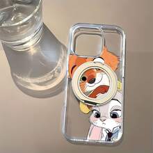 Funda para teléfono de  Friends con dibujos animados de Nick Wilde y Judy Hopps, compatible con teléfonos ,  17,  16 Pro Max,  15 Pro Max,  13 y  12. Fabricada en TPU, ofrece protección contra golpes y caídas. Perfecta para regalar a familiares, amigos, amantes de la animación y ocasiones especiales. - transparente - Ver 2
