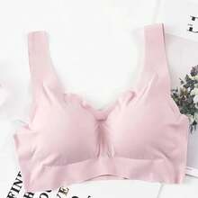 Sujetador extraíble con almohadilla para el pecho desmontable, ropa interior 2024, sujetador de seda de hielo sin costuras para mujer sin anillo de acero, chaleco de Yoga transpirable con realce - Azul - Ver 11