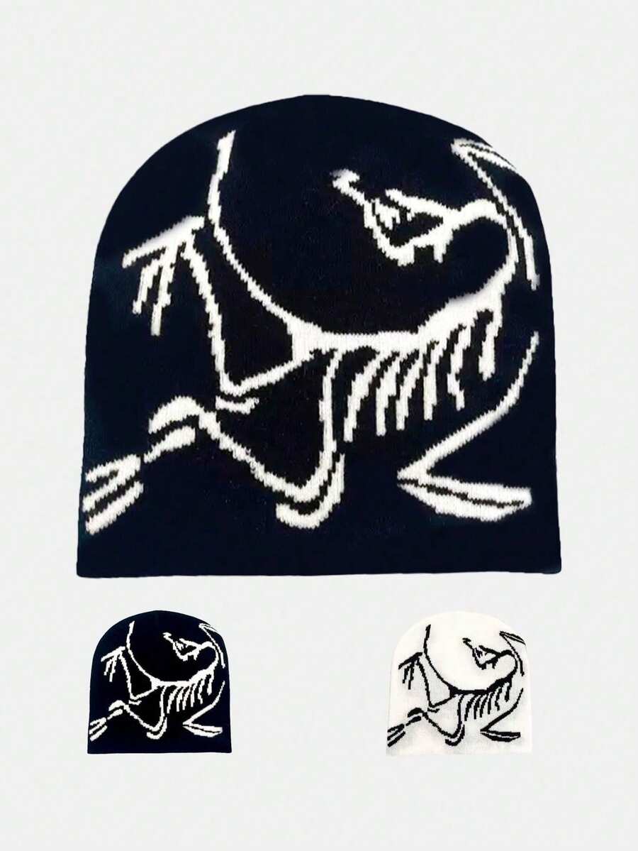 2pcs/Set Personalized Jacquard Knit Beanie Hats