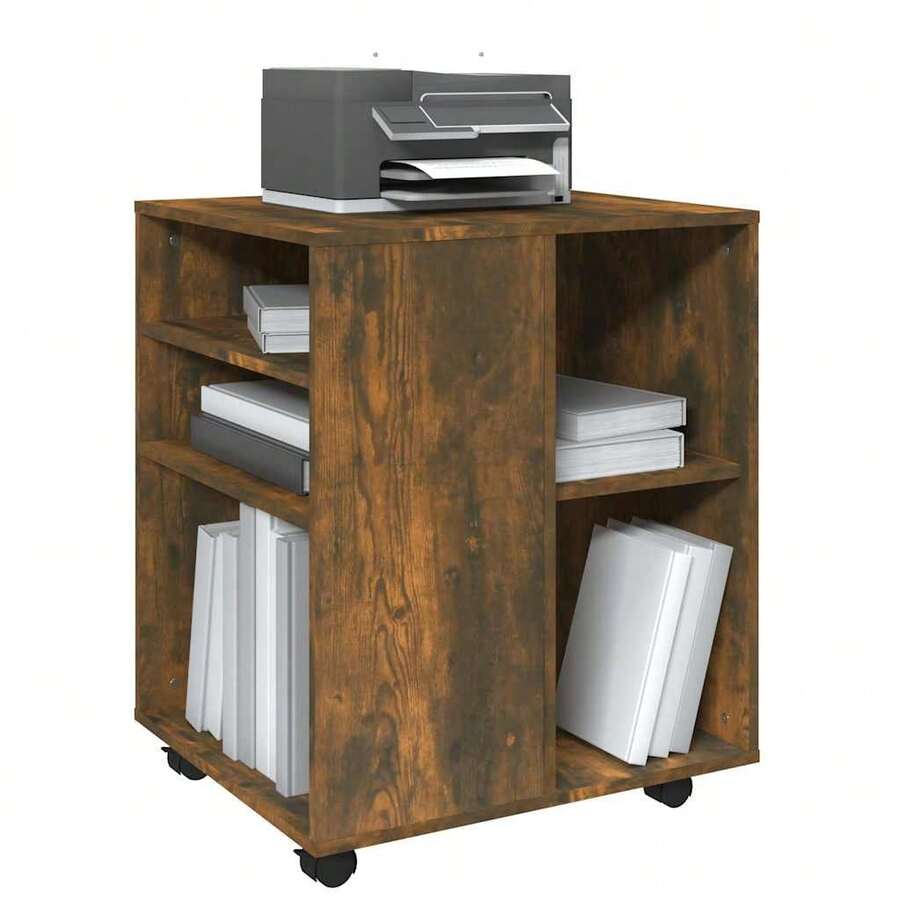 Carrello portautensili vidaXL, rovere affumicato, 60x53x72 cm, materiale a base di legno - Castano - Visualizzare 1