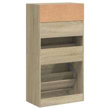 meuble à chaussures vidaXL en chêne Sonoma 60x34x116 cm, matériau à base de bois - Tabac - Voir 7
