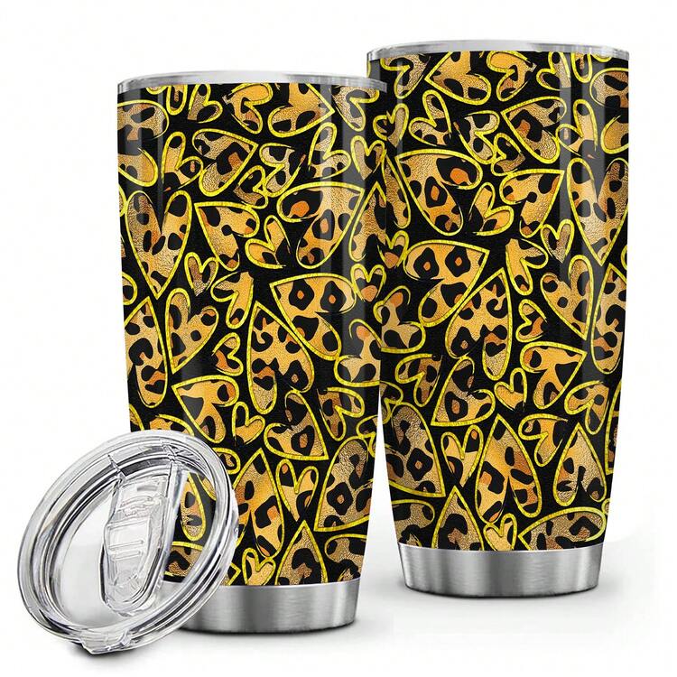 mikenda 1个20盎司不锈钢真空保温杯，饰有紫色爱心、豹纹爱心、黑金爱心、红色闪光格子和可爱的情人节图案。双层隔热设计，保温6小时/保冷12小时。是送给女性、妈妈、朋友和老师的完美咖啡杯和旅行杯。非常适合情人节、日常使用、居家、办公和送礼。 - 彩色 - 查看 15