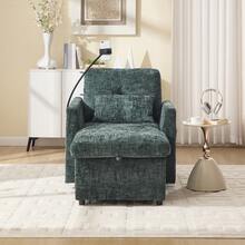 Reclining Armchair/Lounge Chair With Mobile Phone Holder, Single Armchair With Side Pockets And Large Storage Space, Chaise Lounge Suitable For Living Room, Bedroom And Reading Corner, Chenille - 綠色 - 查看 3